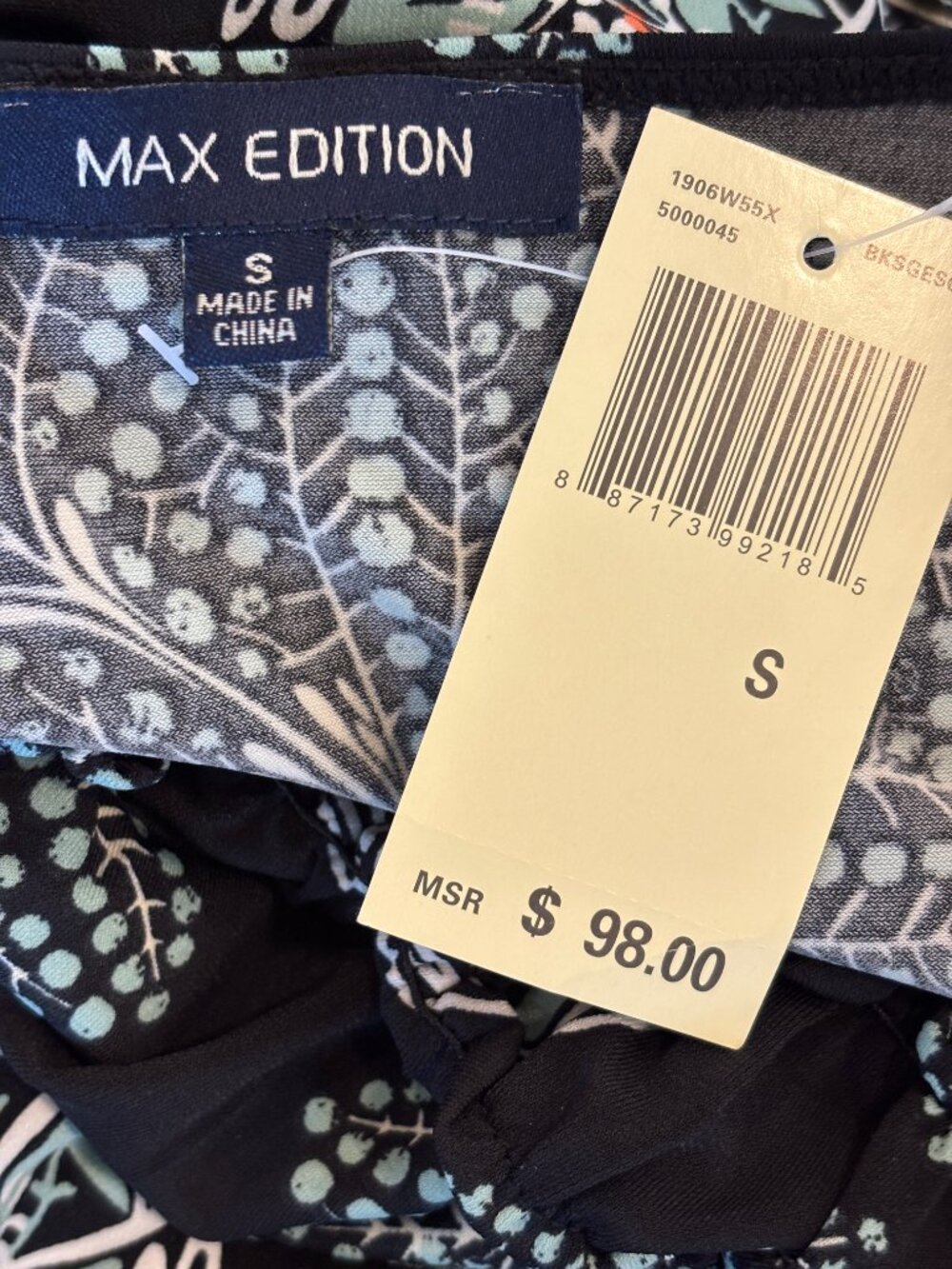 Max Edition Black Floral Boho Dress Small NWT - Picture 5 of 7